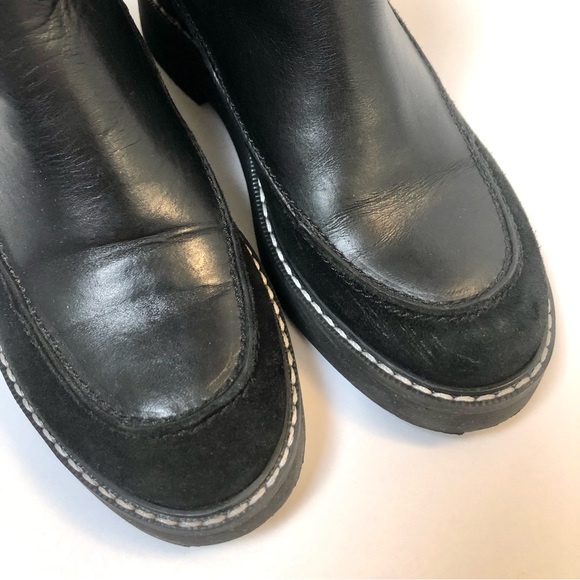& Other Stories Black Leather Suede Chelsea Platform Pull-on Boots EU 37 - Picture 4 of 14